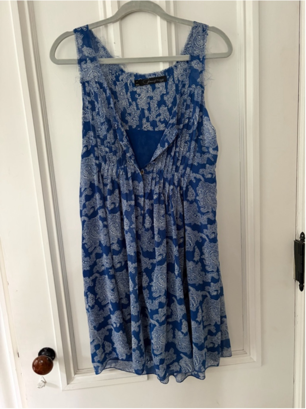 Patterson J. Kincaid Blue White Paisley Mini Dress Size M